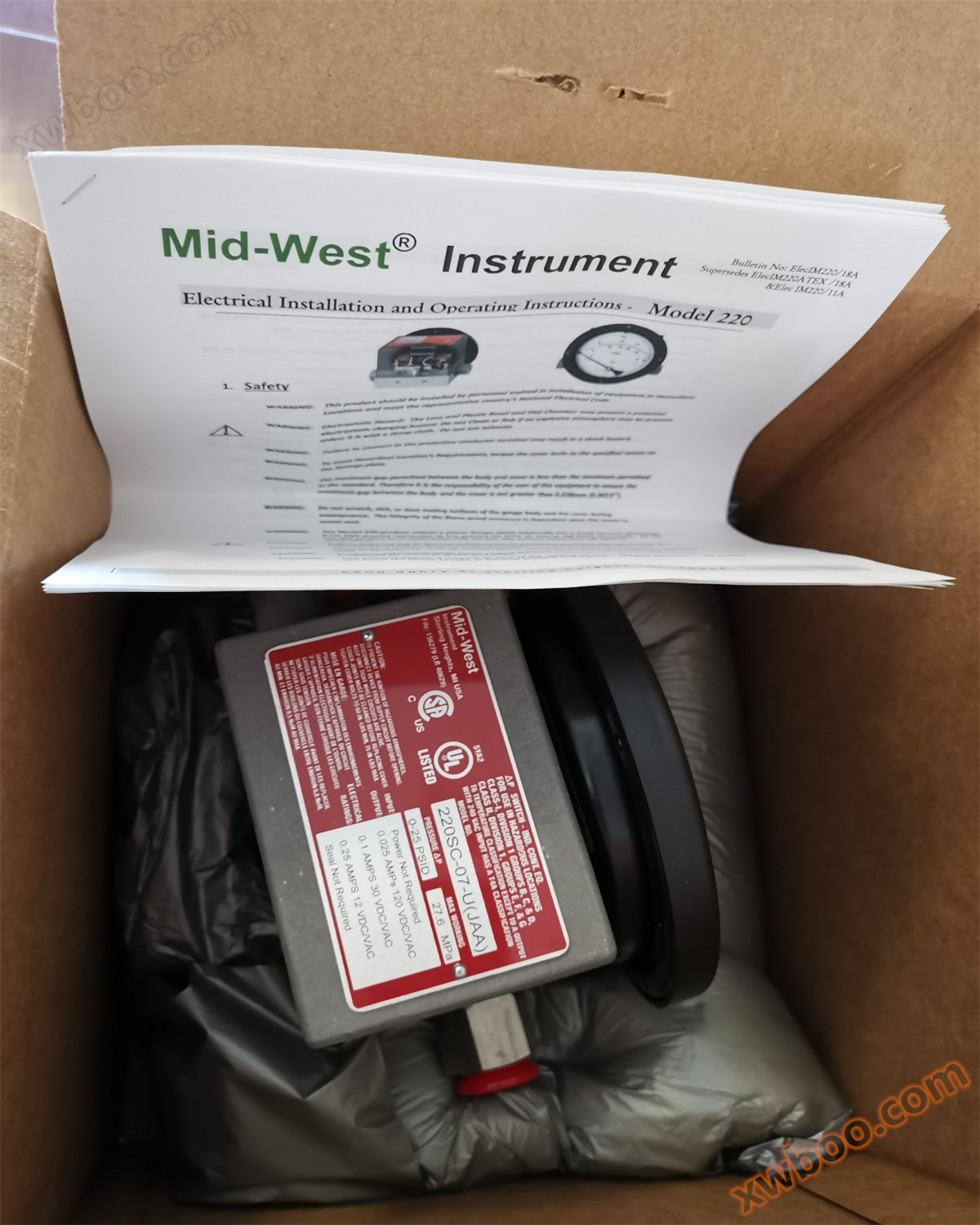 Mid-West 220 폭발 방지 차압 밴드 스위치