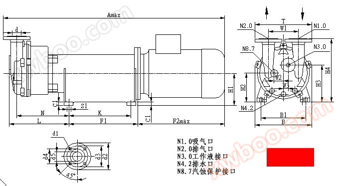2BV6水环真空泵外形尺寸图