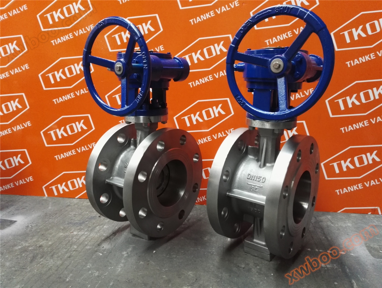 PN64-DN150 German standard flange metal hard seal 5A duplex steel 2507 material worm gear butterfly valve